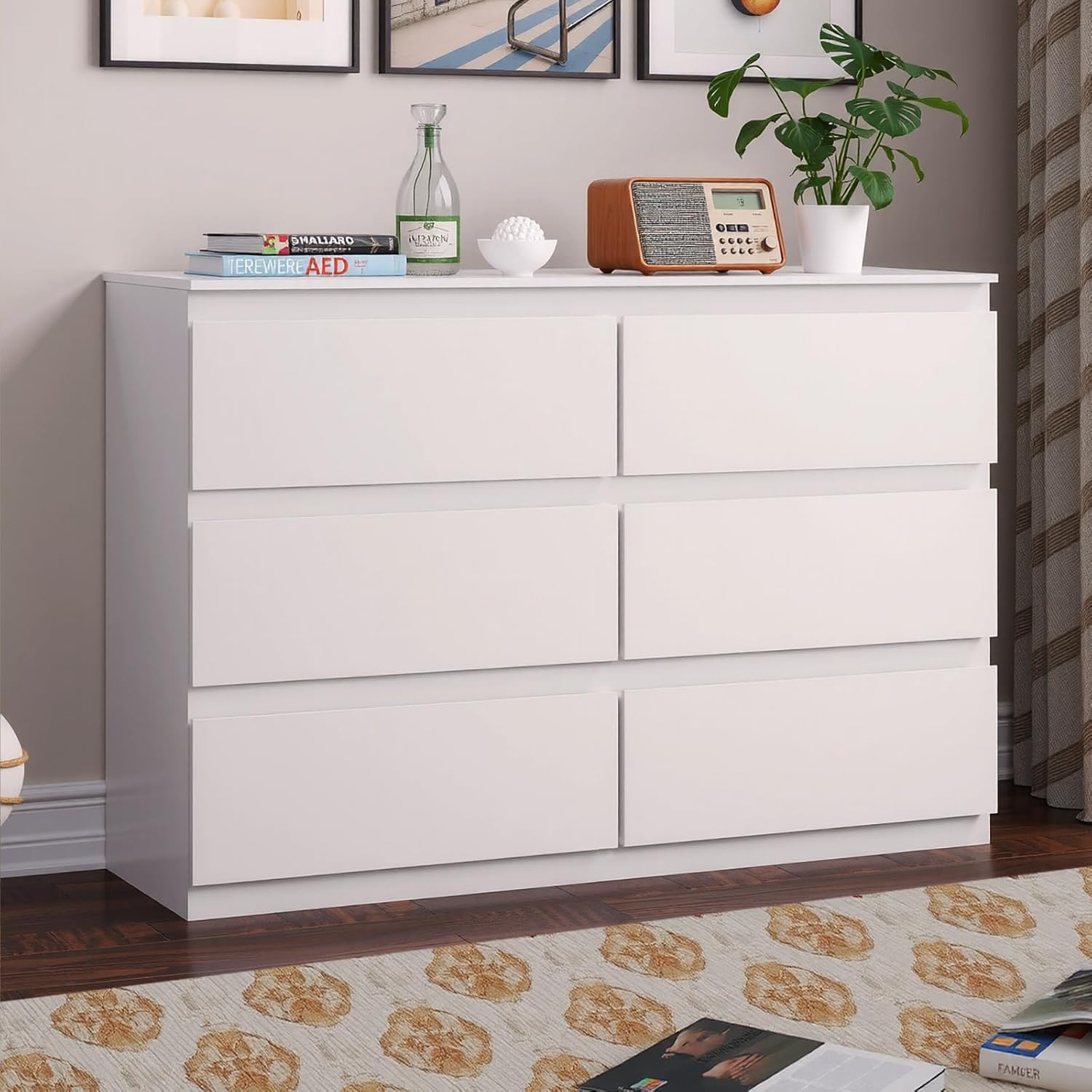 Drawer Dresser White - White Wood Dresser for Bedroom, Living