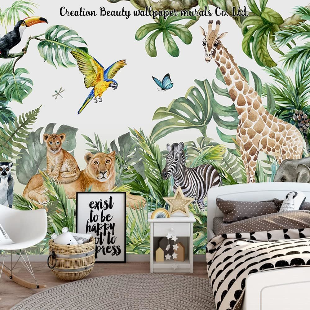 Baby Nursery Water - Watercolor Animals Jungle Wallpaper for Children