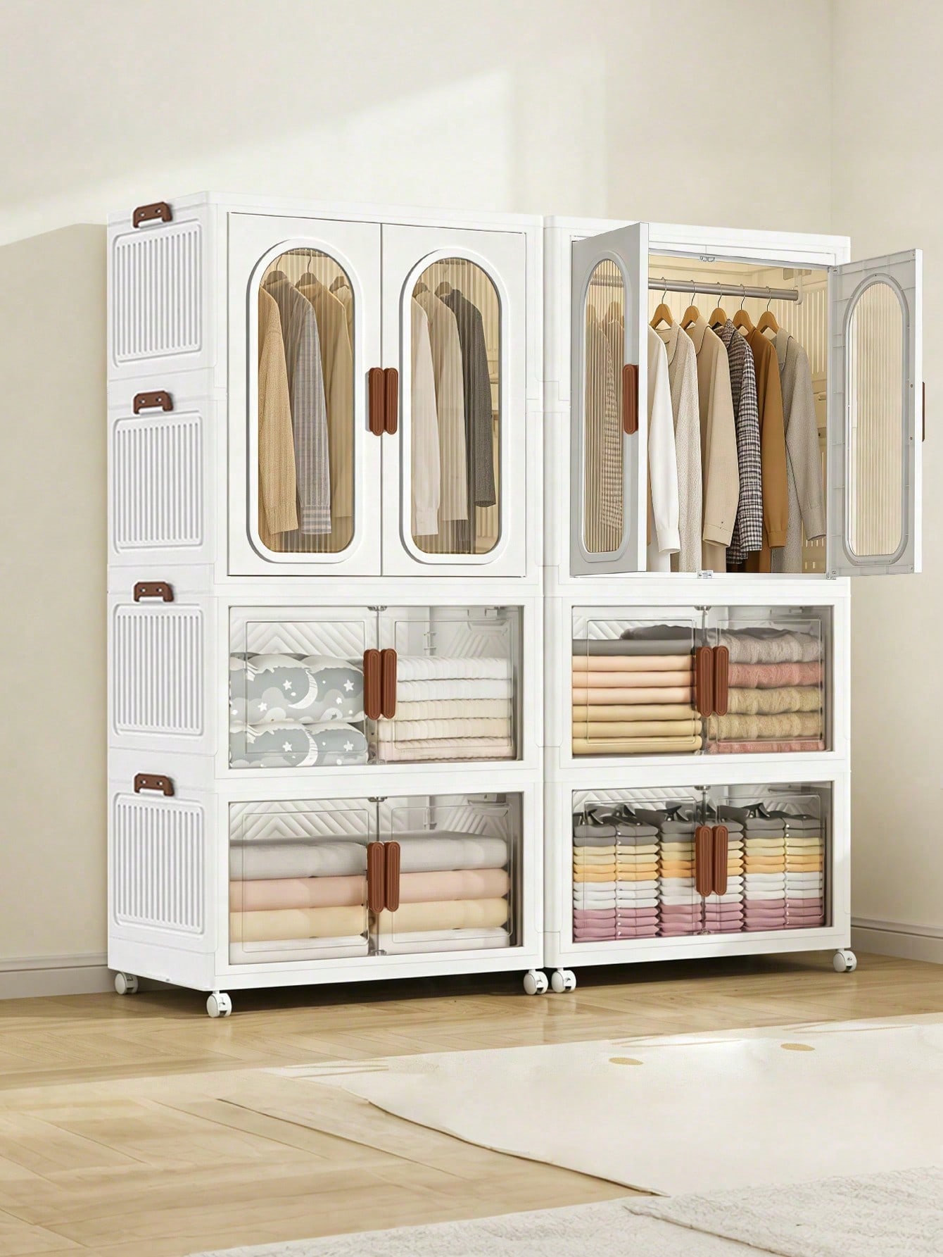 Drawer Dresser White - 70cm 27.55 Inch Large Foldable Wardrobe