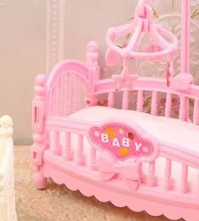 Baby Nursery Dolls - 1:12 Dollhouse Miniature Mini Baby Bed