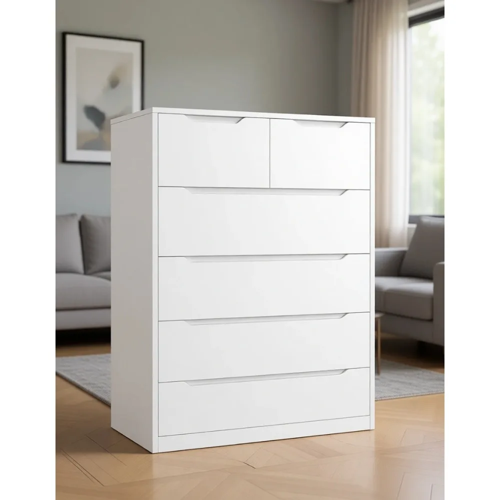 Drawer Dresser White - White Dresser with 6 Wood Drawers