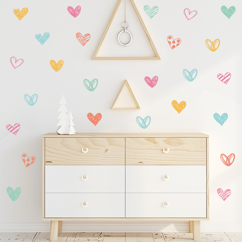 Baby Nursery Wallpaper Girl - New Colorful Heart Wall Stickers Different