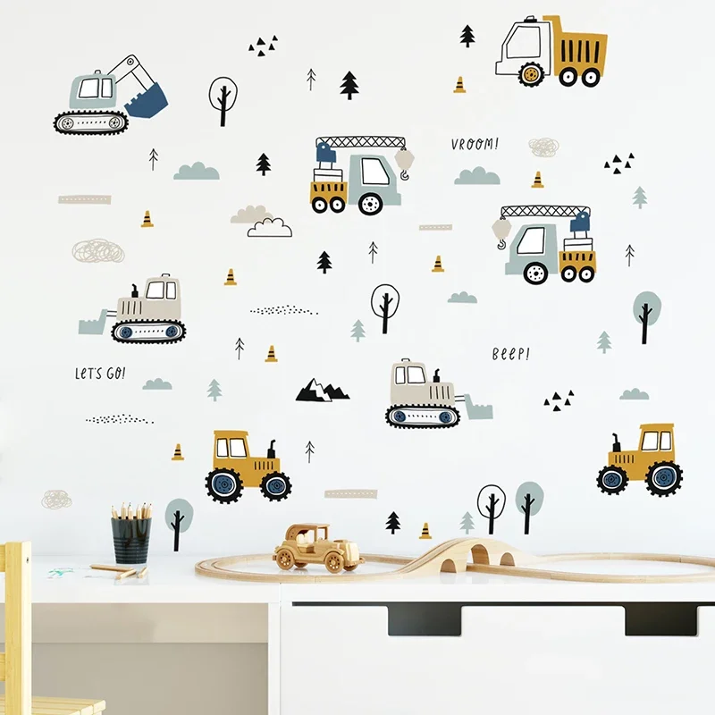 Baby Nursery Needs - Hand Drawn Cute Cars Cargo Truck