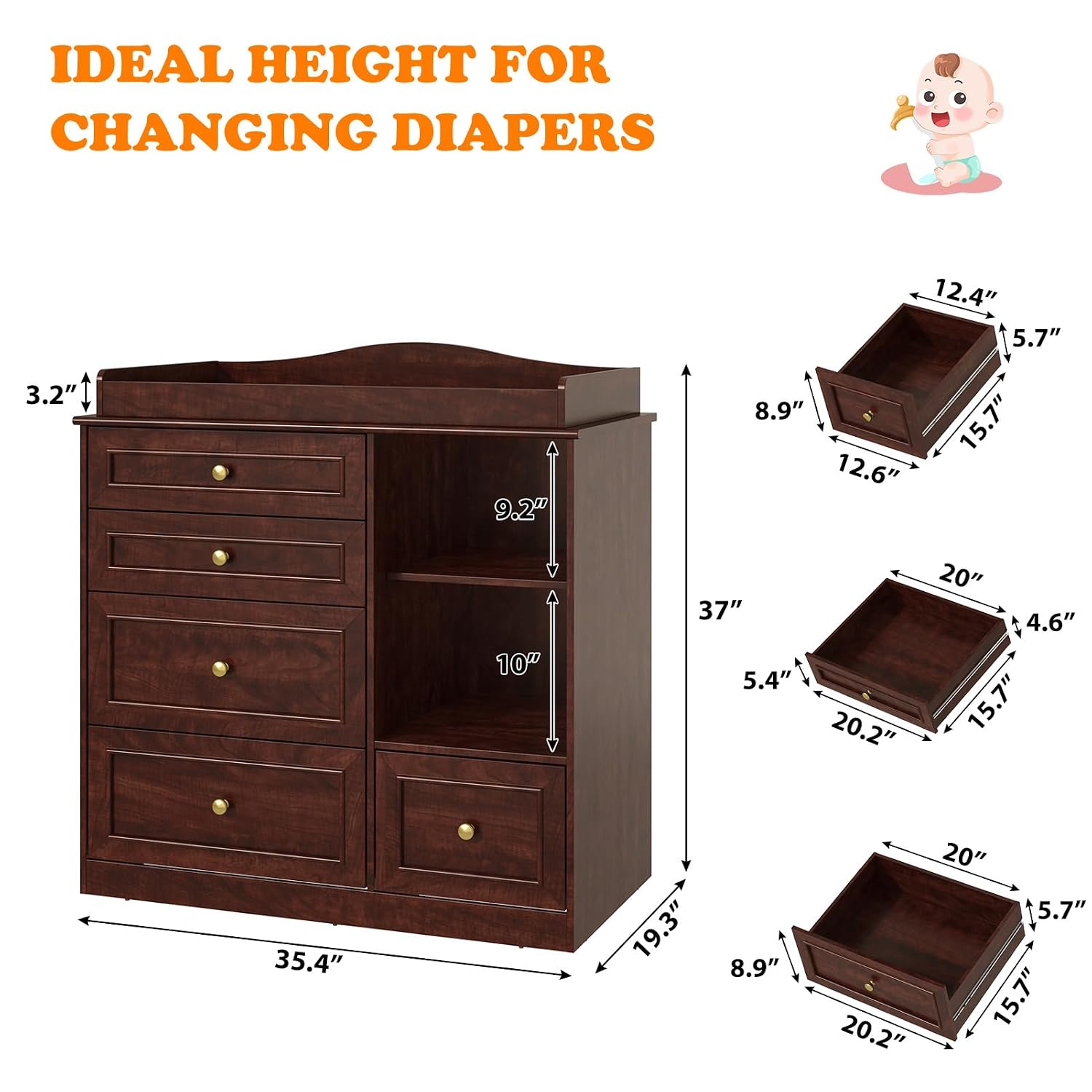 Changing Table Dresser Baby Nu - Baby Nursery Dresser Changing Table 评论和价格