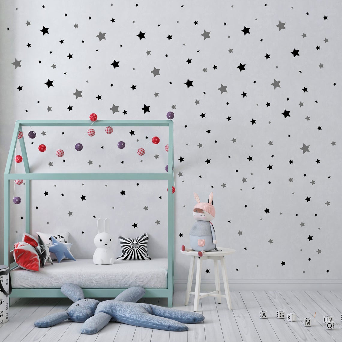 Cartoon 65Pcs Star Wall Sticke - Baby Nursery Needs 评论和价格