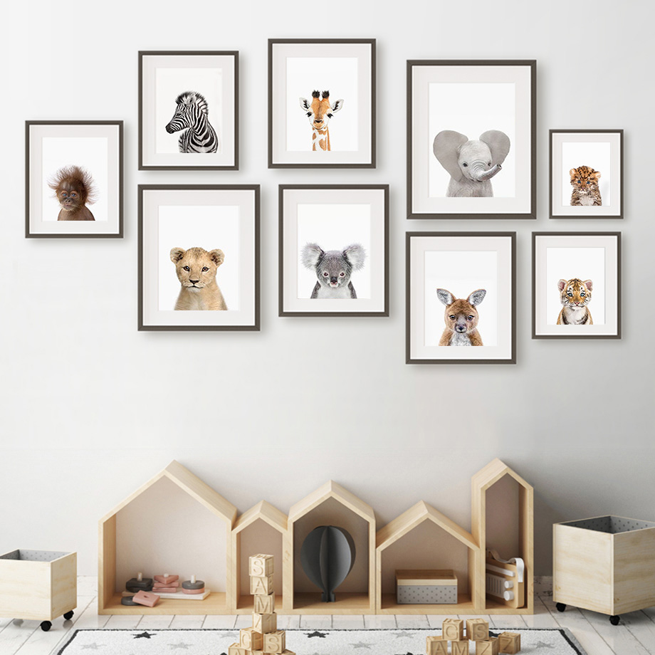 Baby Animal Nursery Wall Art P - Baby Nursery Zoo Animals 评论和价格