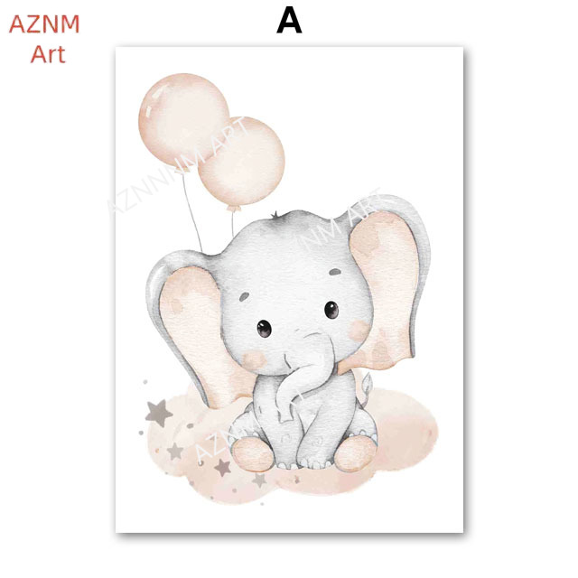 Elephant Balloon Rainbow Moon  - Baby Nursery Prints 评论和价格