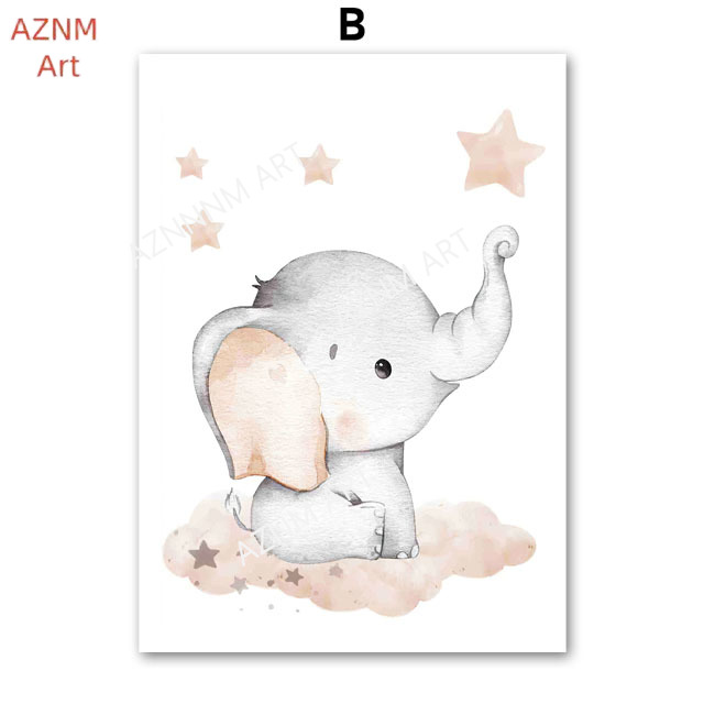Elephant Balloon Rainbow Moon  - Baby Nursery Prints 评论和价格