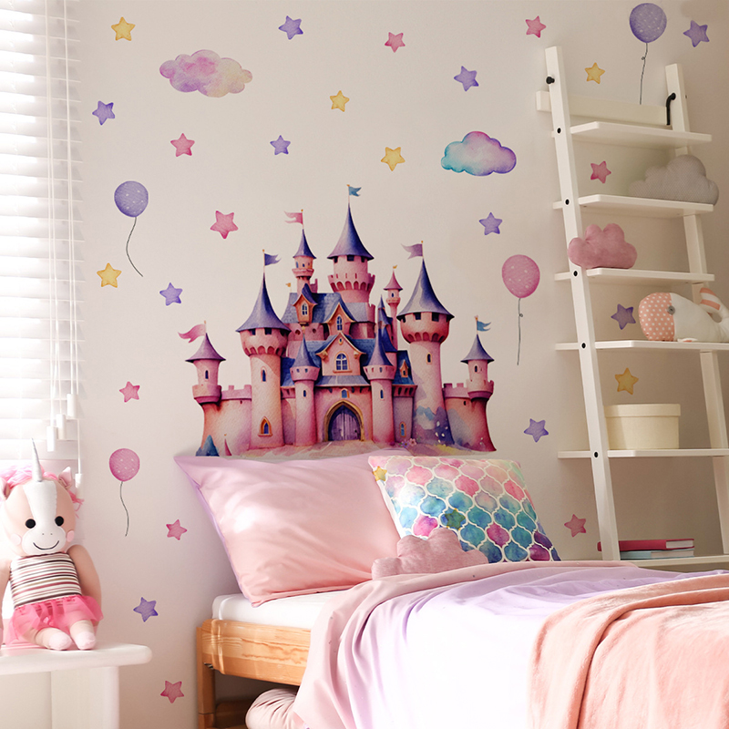 Cartoon Castle Magic Kingdom W - Baby Nursery Wallpaper Girl 评论和价格