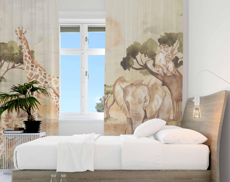 Mom and Baby Curtains Safari A - Baby Nursery Blackout Curtains 评论和价格