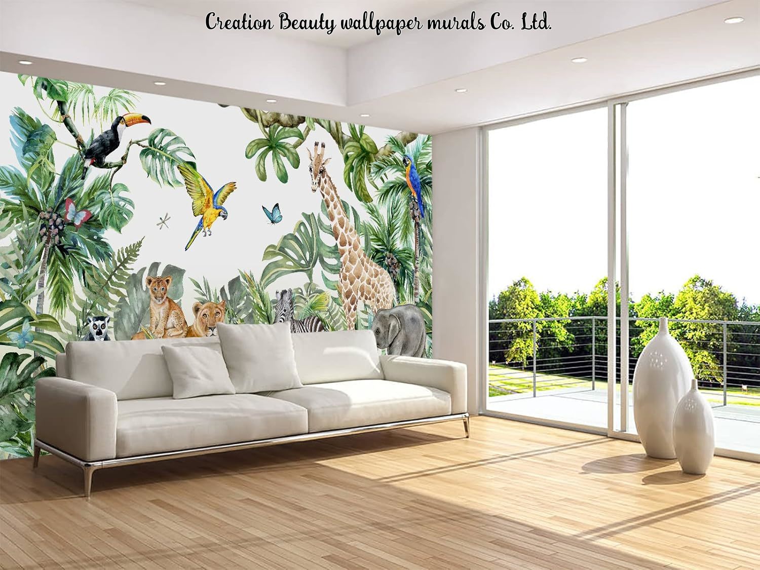 Watercolor Animals Jungle Wall - Baby Nursery Water 评论和价格
