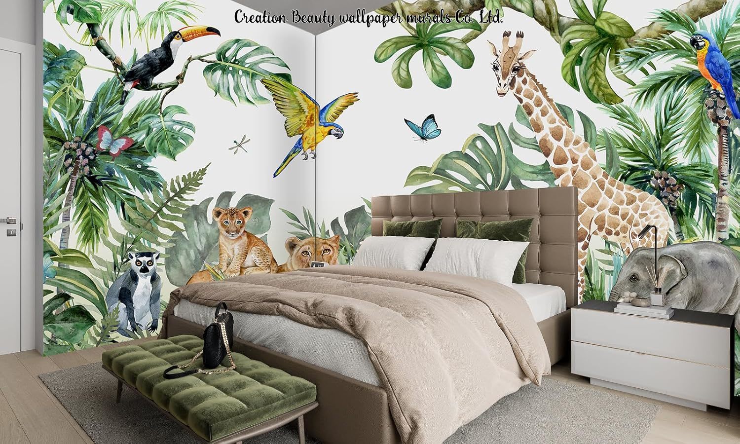 Watercolor Animals Jungle Wall - Baby Nursery Water 评论和价格