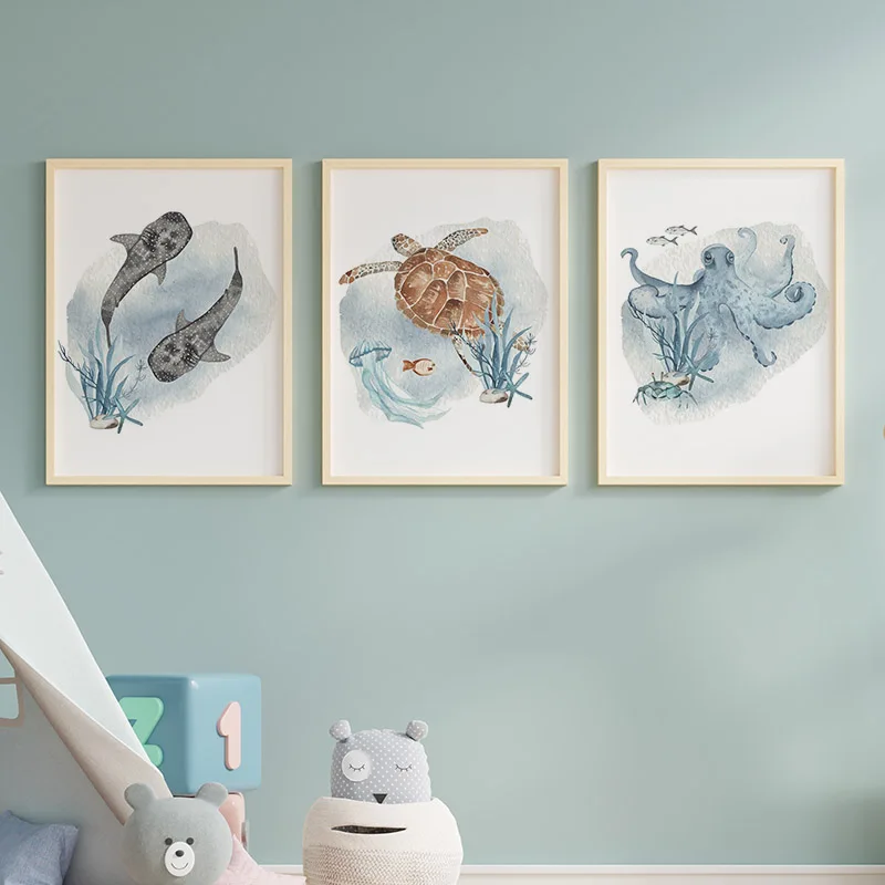 Posters And Prints Whale Fish  - Baby Nursery Animal Pictures 评论和价格