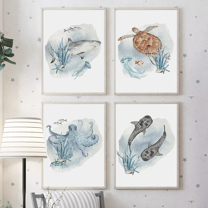 Posters And Prints Whale Fish  - Baby Nursery Animal Pictures 评论和价格