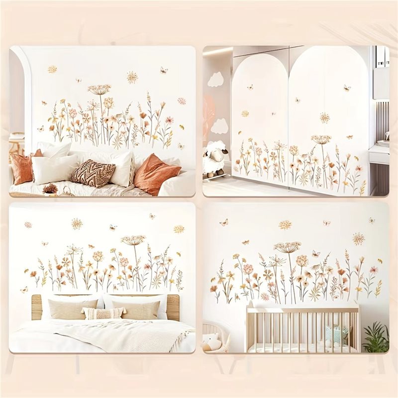 【EFFICIENT 】2X Boho Flower Wal - Baby Nursery Wallpaper Girl 评论和价格