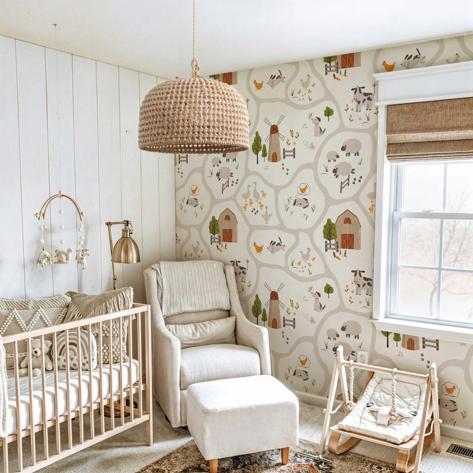 Cute Farm Animals Kids Wallpap - Baby Nursery Water 评论和价格