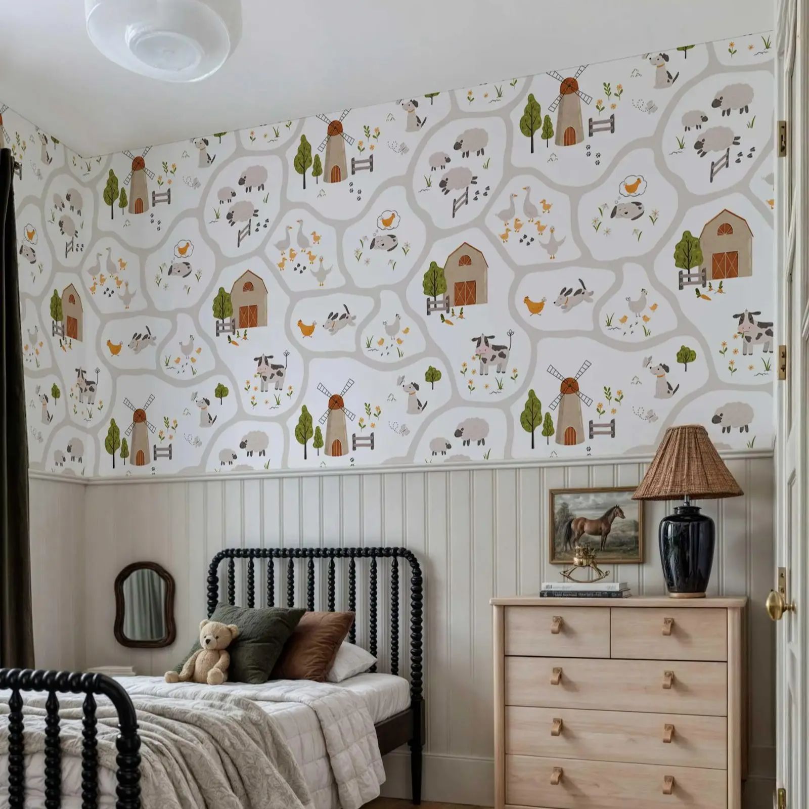 Cute Farm Animals Kids Wallpap - Baby Nursery Water 评论和价格