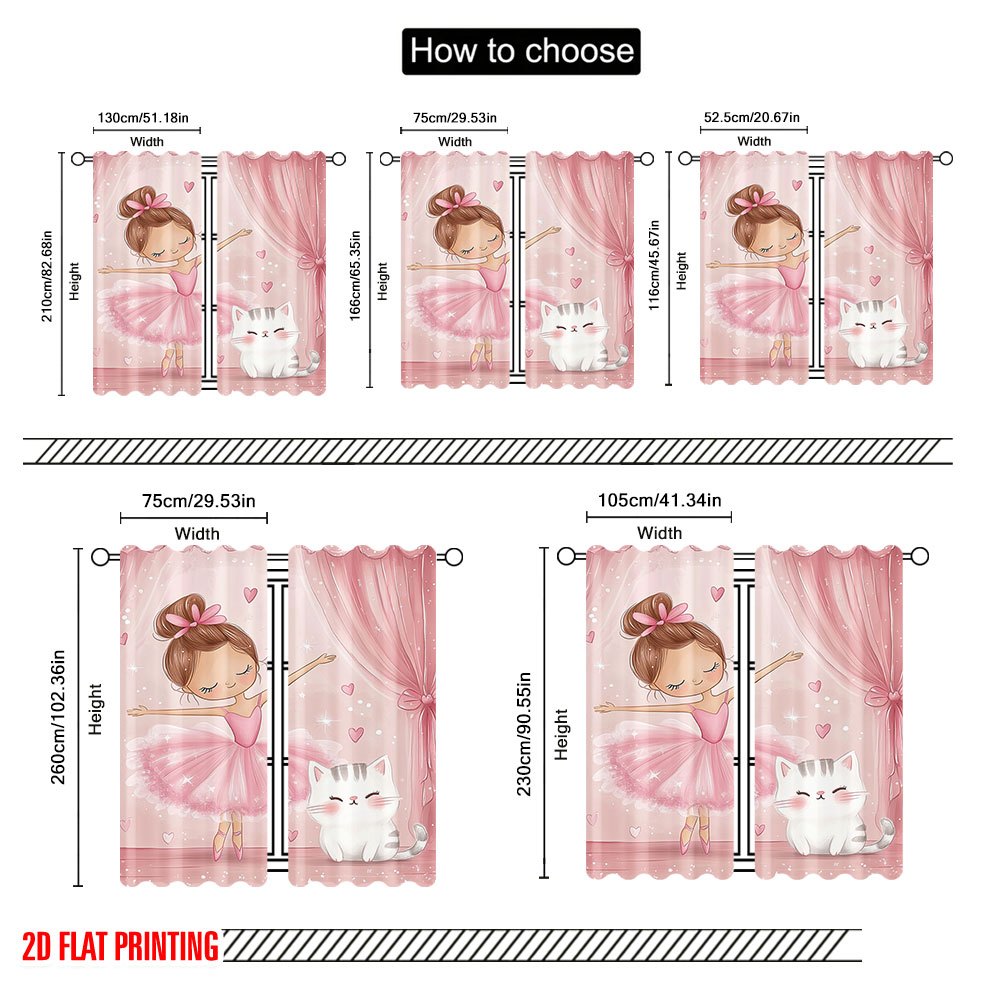 Pink Ballerina and Cat Blackou - Baby Nursery Blackout Curtains 评论和价格