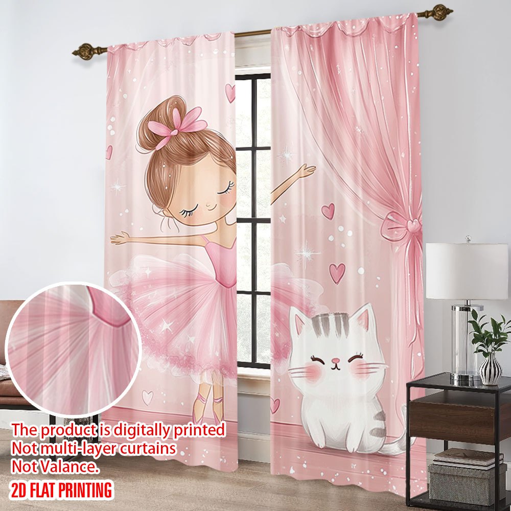 Pink Ballerina and Cat Blackou - Baby Nursery Blackout Curtains 评论和价格