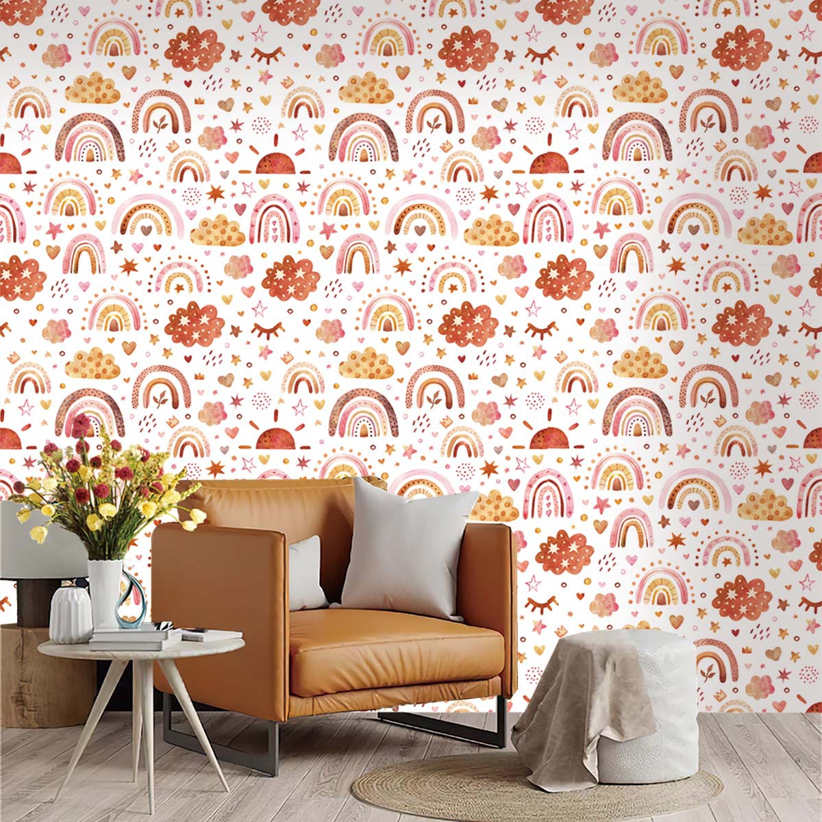 Rainbow Wallpaper Peel and Sti - Baby Nursery Water 评论和价格