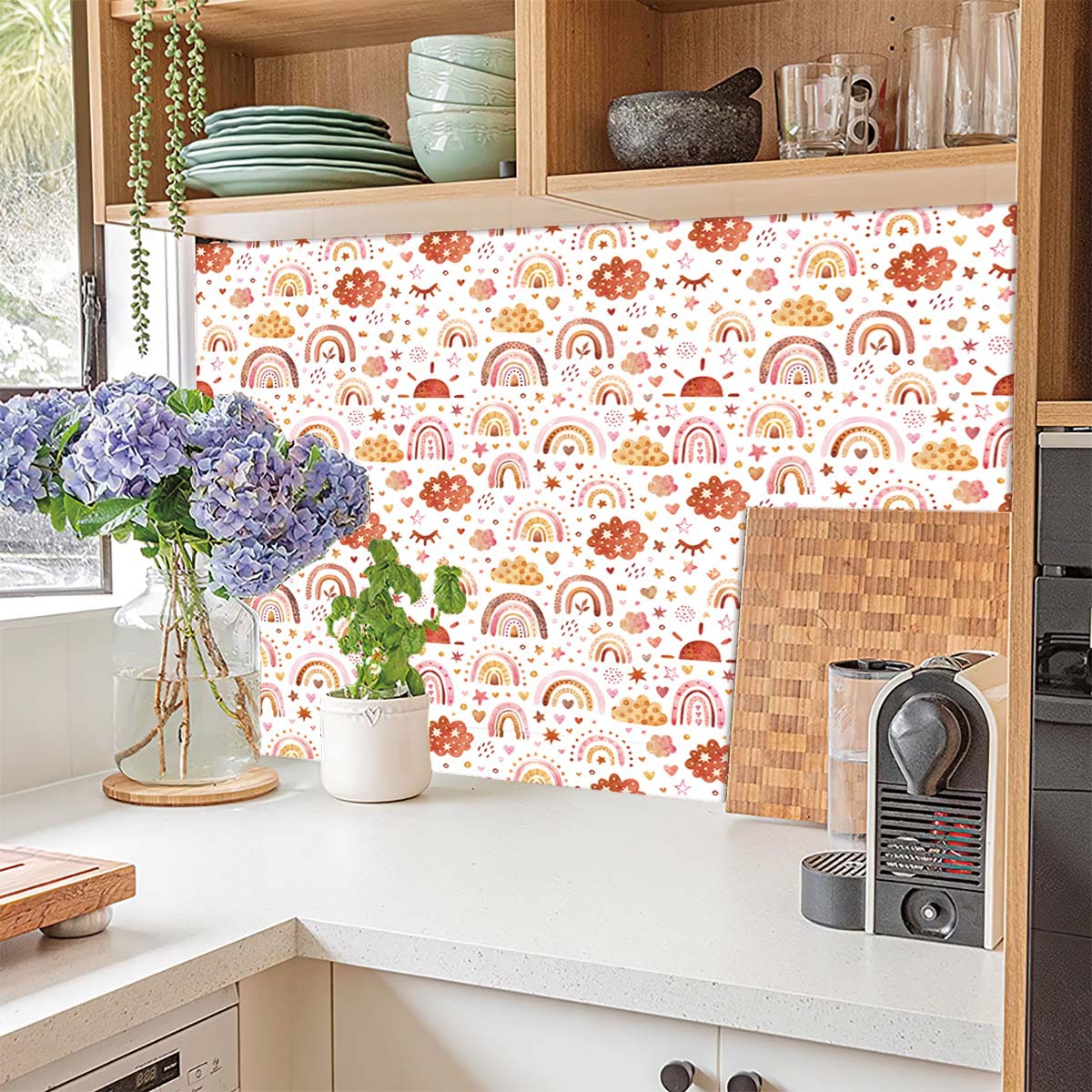 Rainbow Wallpaper Peel and Sti - Baby Nursery Water 评论和价格