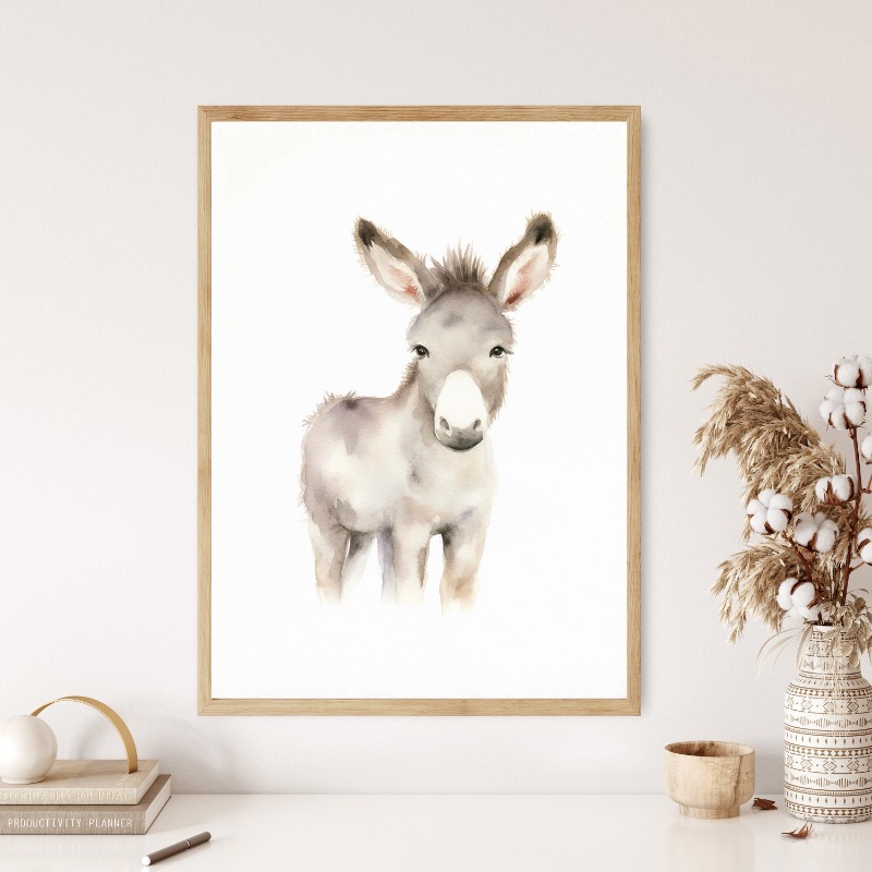 Watercolor Farm Animals Baby H - Baby Nursery Animal Pictures 评论和价格