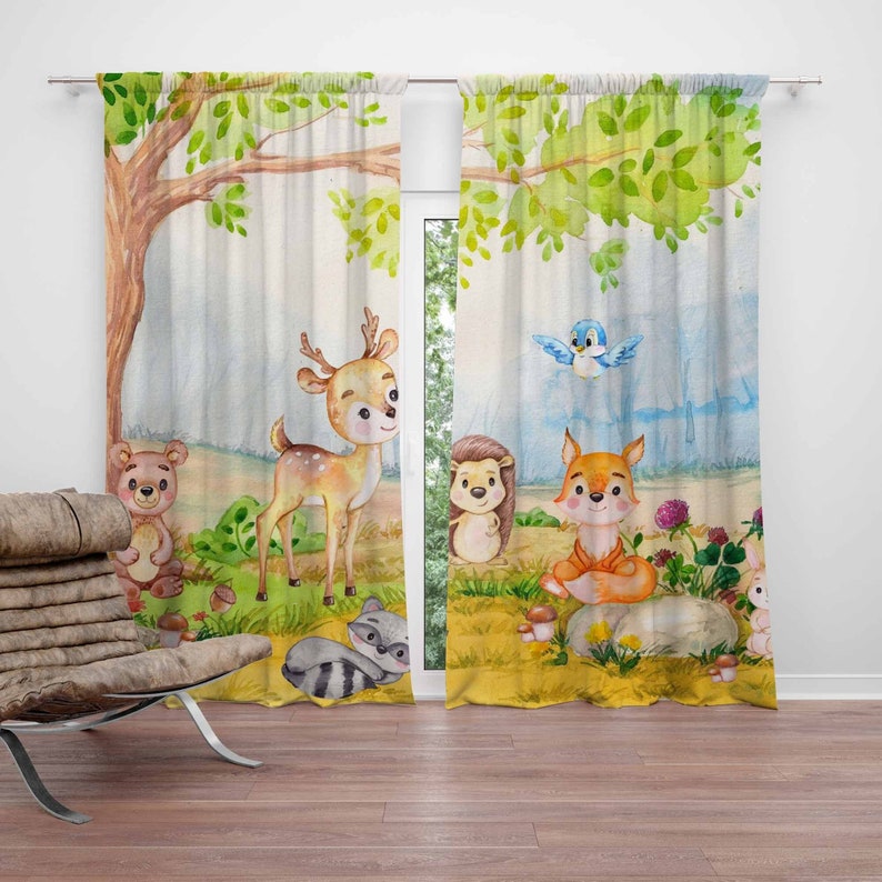 Woodland Animals Curtains Kids - Baby Nursery Blackout Curtains 评论和价格