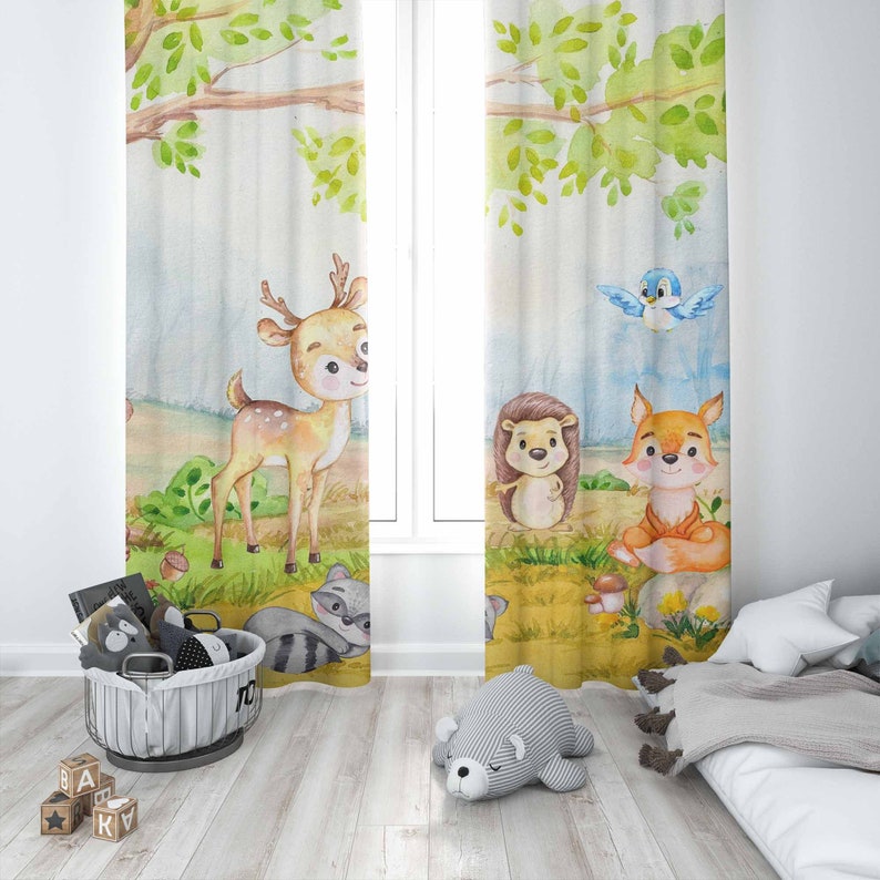 Woodland Animals Curtains Kids - Baby Nursery Blackout Curtains 评论和价格