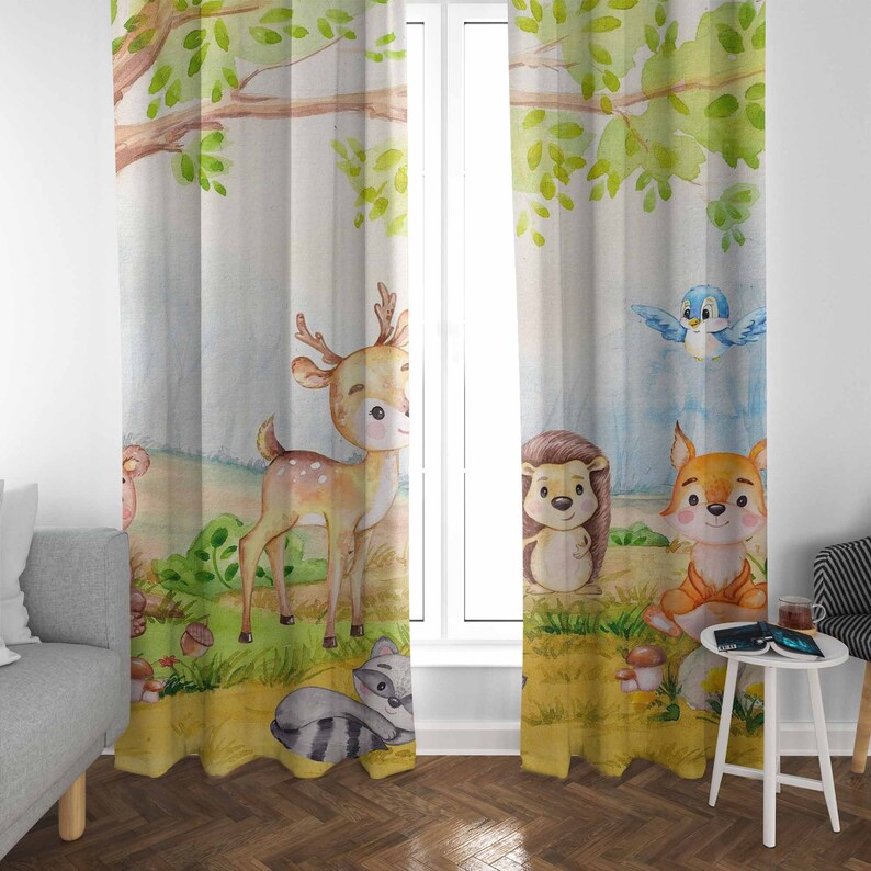 Woodland Animals Curtains Kids - Baby Nursery Blackout Curtains 评论和价格