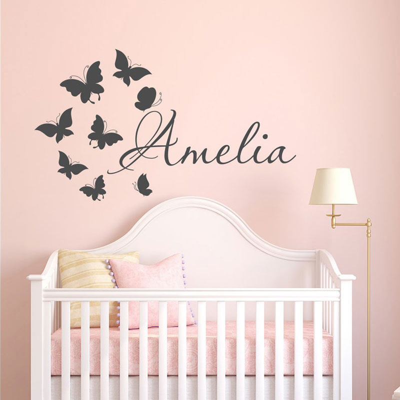 Personalized Girls Name Cartoo - Baby Nursery Wallpaper Girl 评论和价格
