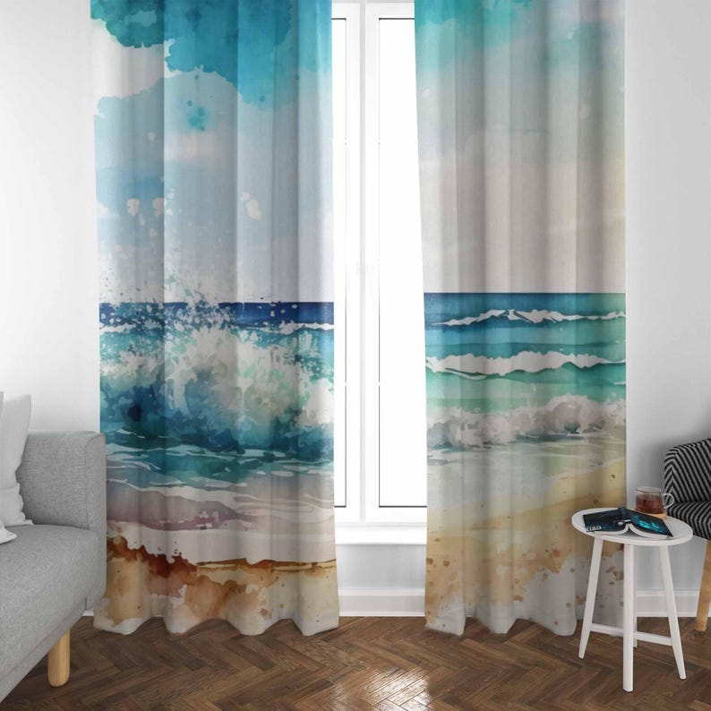 Sea Wave Curtains Ocean Nature - Baby Nursery Blackout Curtains 评论和价格