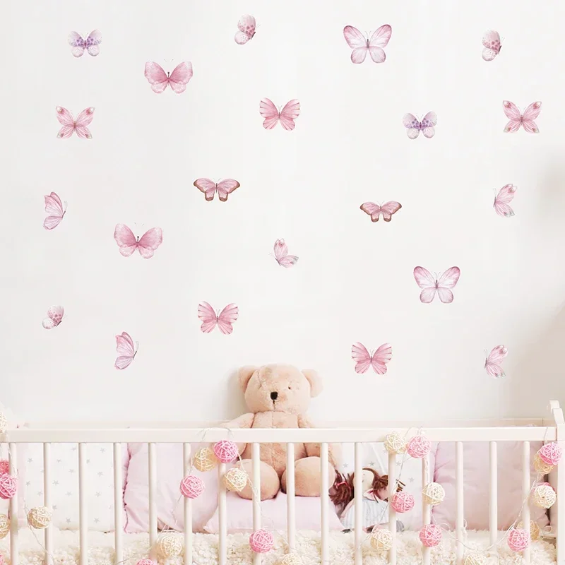 17pcs Watercolor Pink Flying B - Baby Nursery Water 评论和价格
