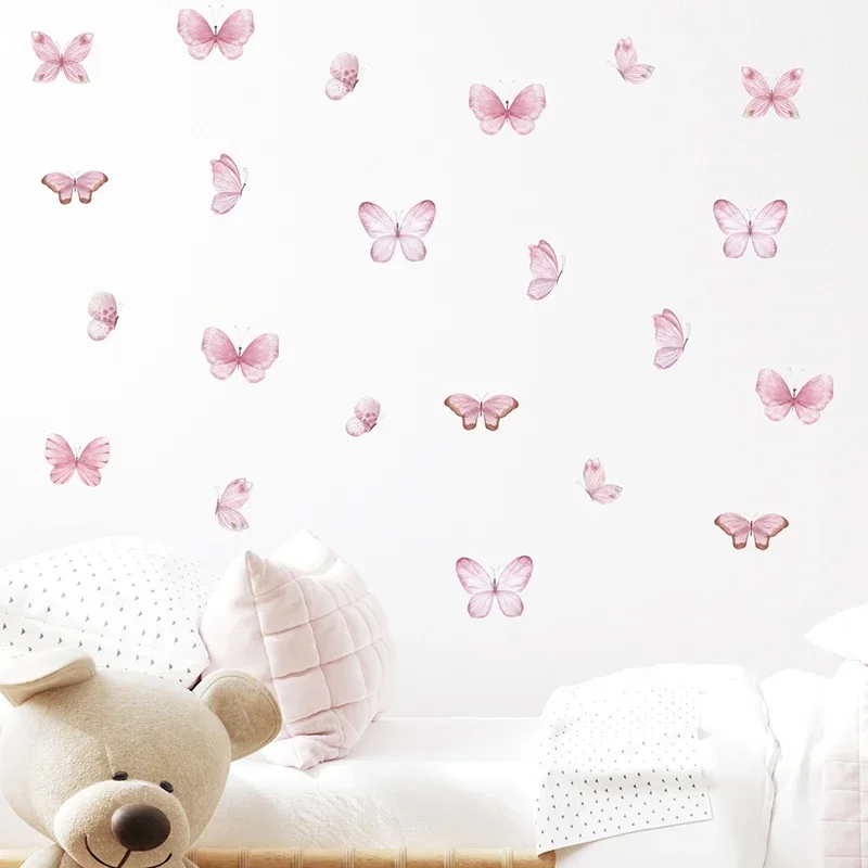 17pcs Watercolor Pink Flying B - Baby Nursery Water 评论和价格