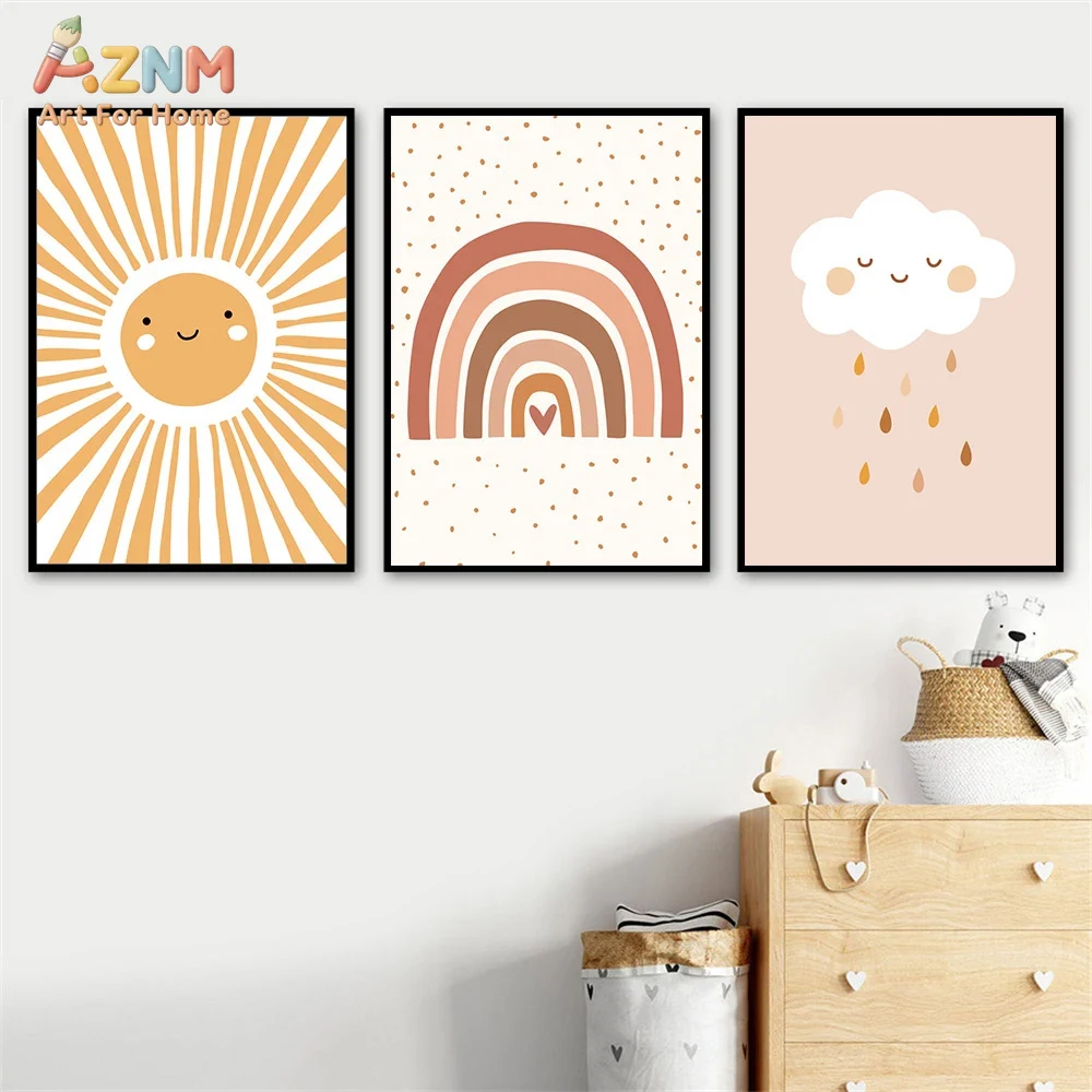 AZNM Boho Cute Sunflower Heart - Baby Nursery Prints 评论和价格