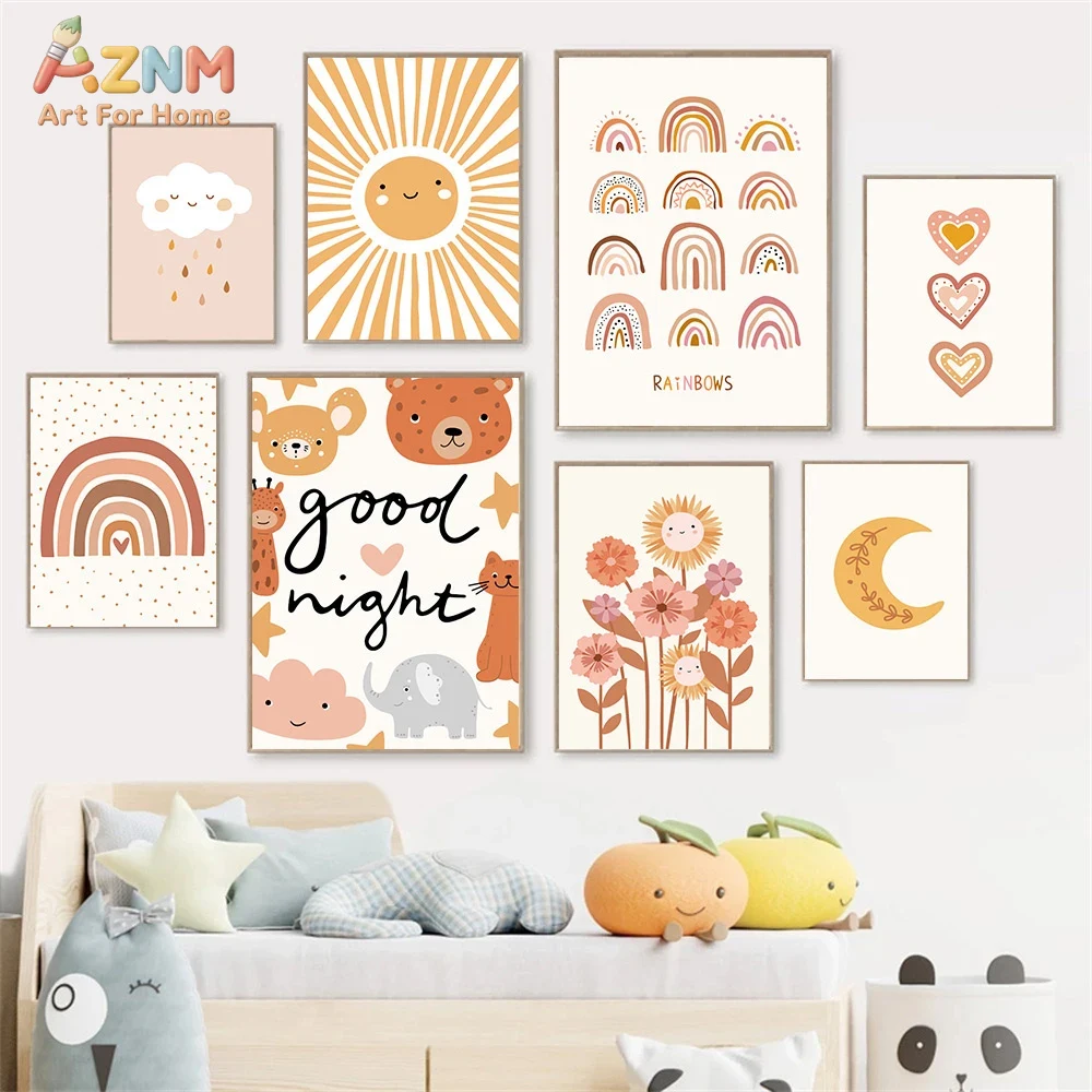 AZNM Boho Cute Sunflower Heart - Baby Nursery Prints 评论和价格