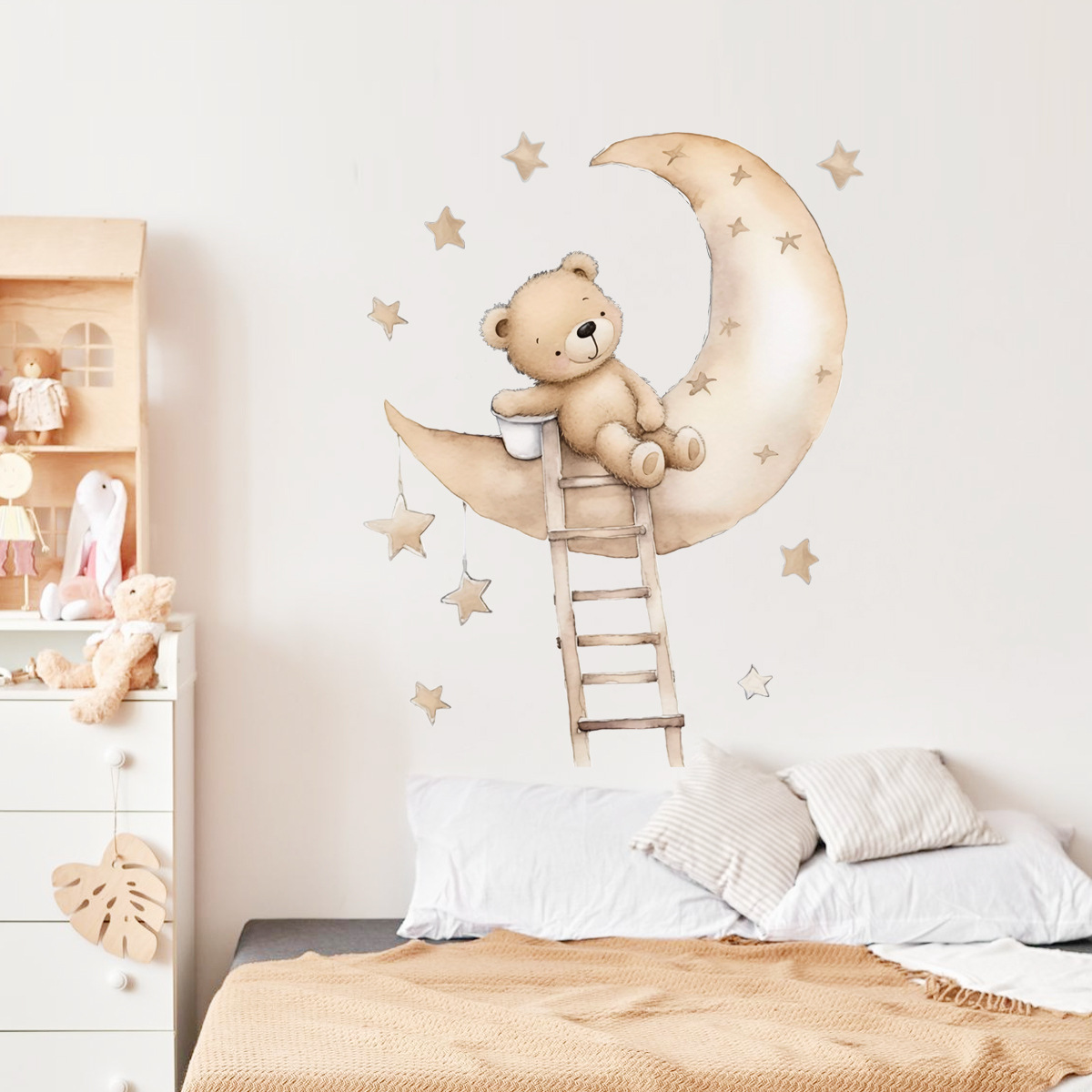 Kawaii Cartoon Bear Wall Stick - Baby Nursery Wallpaper Girl 评论和价格