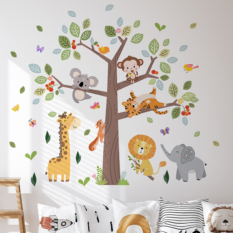 Large Jungle Animal Wall Stick - Baby Nursery Zoo Animals 评论和价格