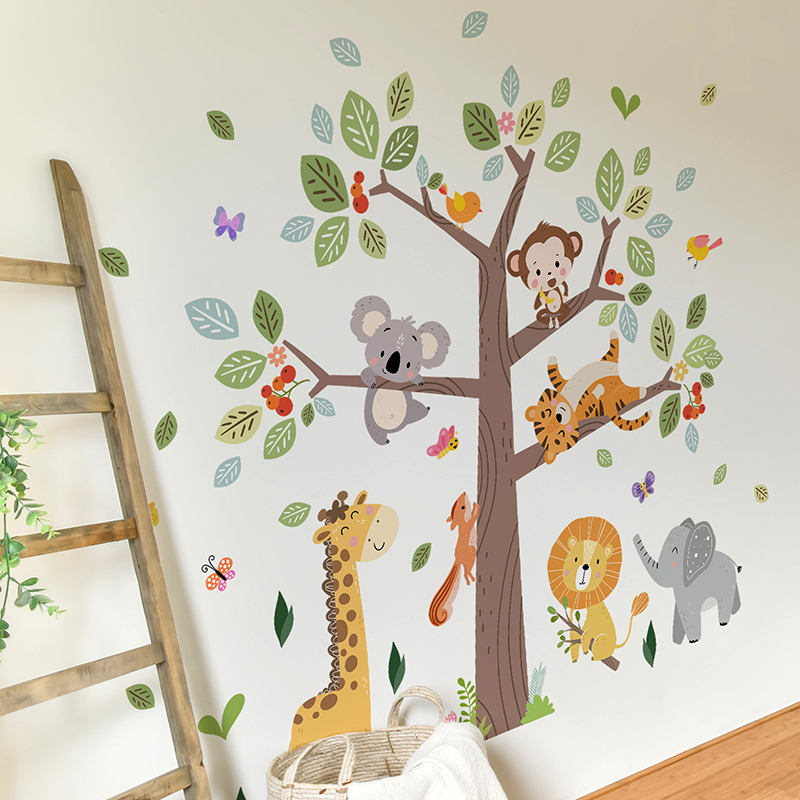 Large Jungle Animal Wall Stick - Baby Nursery Zoo Animals 评论和价格