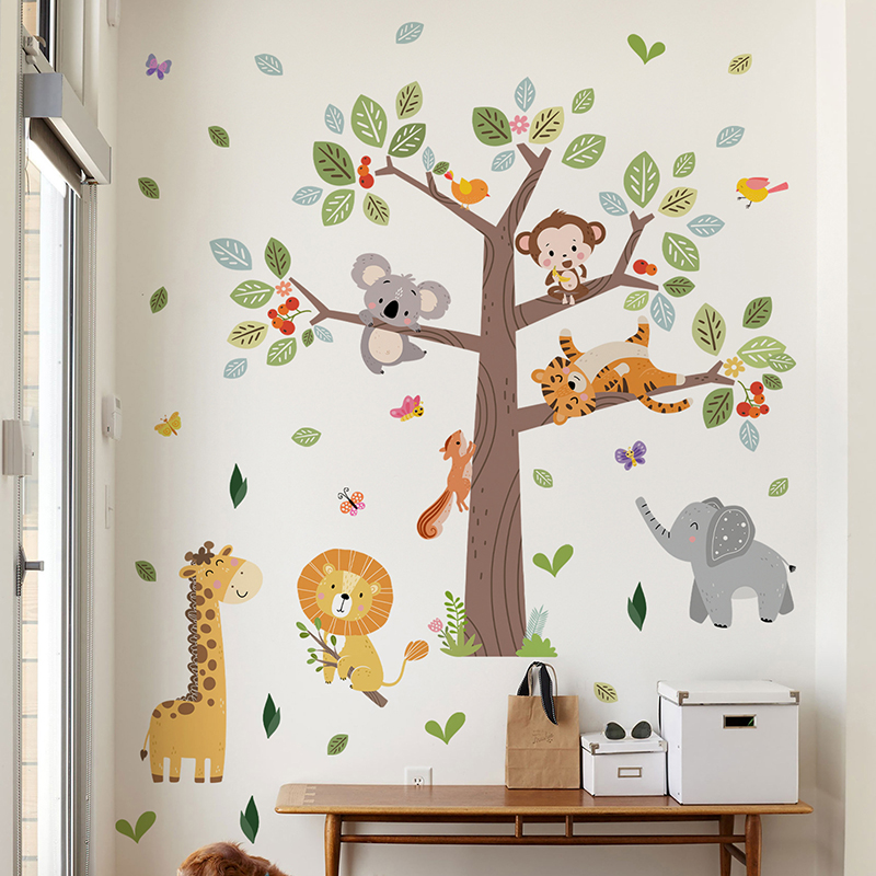 Large Jungle Animal Wall Stick - Baby Nursery Zoo Animals 评论和价格