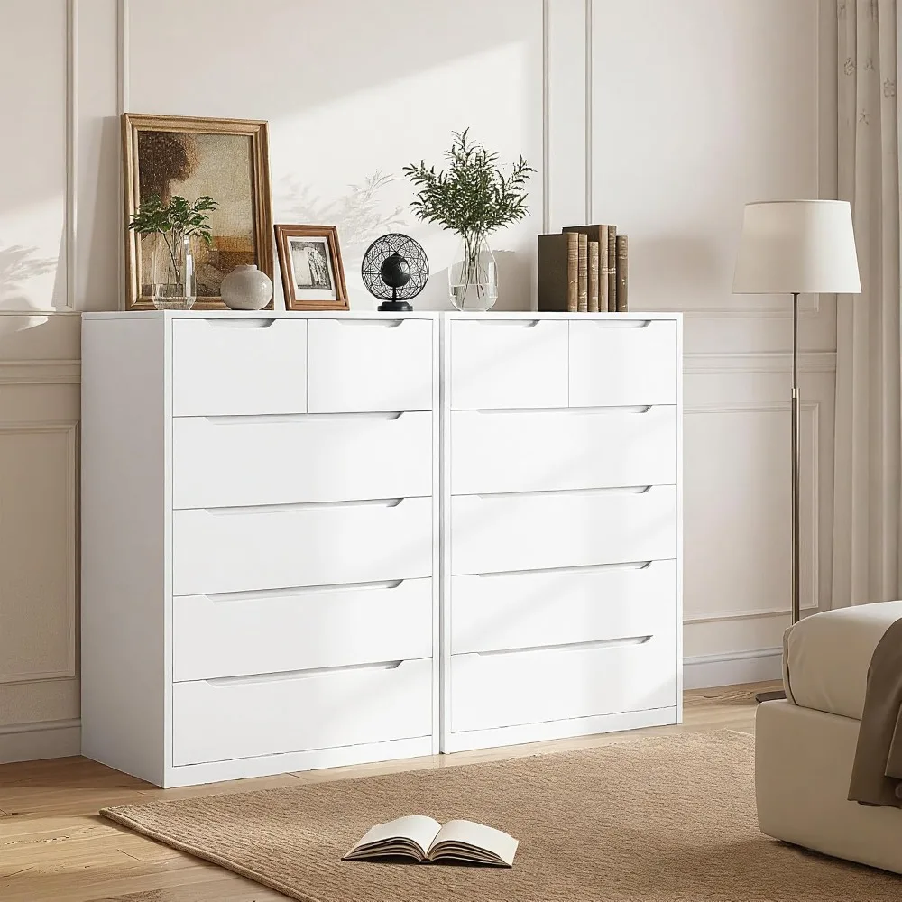 White Dresser with 6 Wood Draw - Drawer Dresser White 评论和价格
