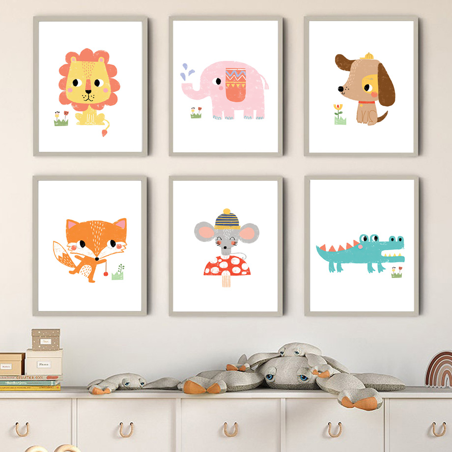 Cartoon Baby Animal Nursery Wa - Baby Nursery Zoo Animals 评论和价格