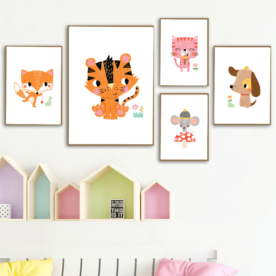 Cartoon Baby Animal Nursery Wa - Baby Nursery Zoo Animals 评论和价格