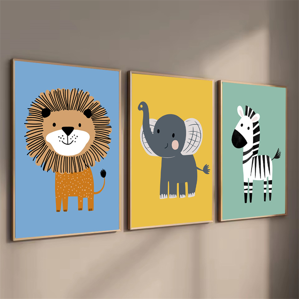 Cartoon Animal Lion Zebra Elep - Baby Nursery Animal Pictures 评论和价格