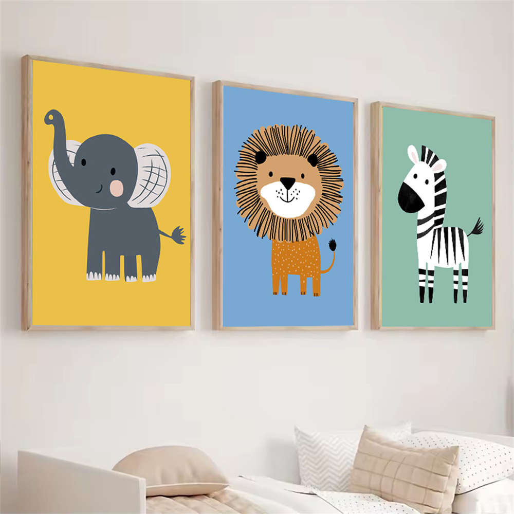 Cartoon Animal Lion Zebra Elep - Baby Nursery Animal Pictures 评论和价格