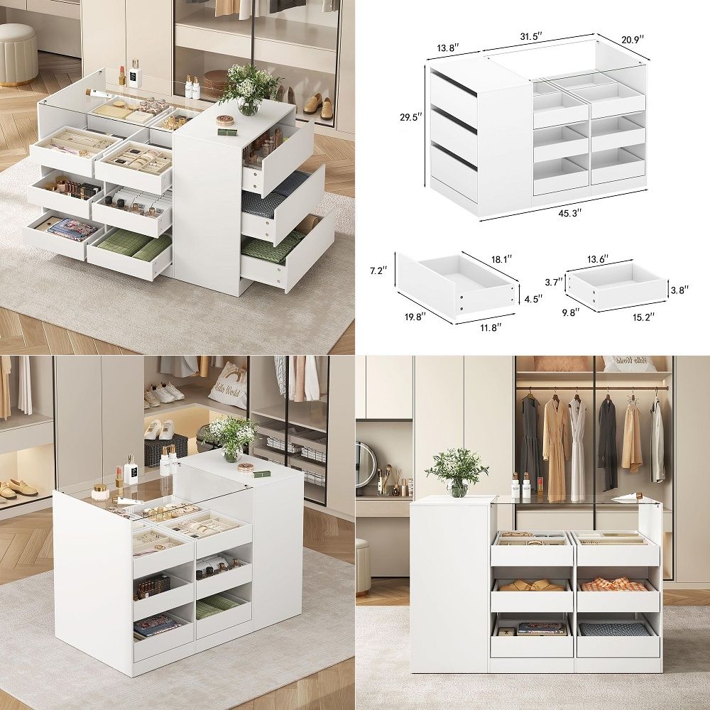 Closet Island with Drawers, Wa - Drawer Dresser White 评论和价格