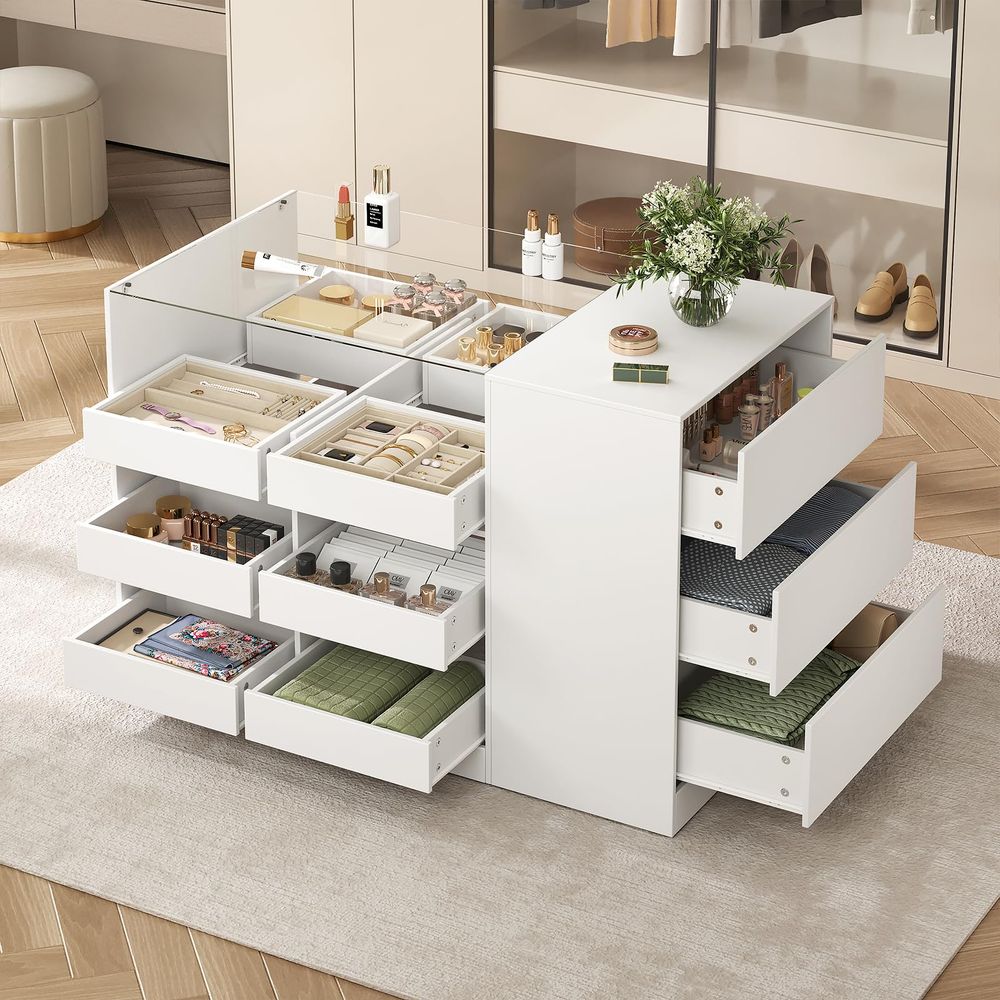 Closet Island with Drawers, Wa - Drawer Dresser White 评论和价格