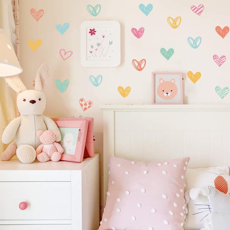 New Colorful Heart Wall Sticke - Baby Nursery Wallpaper Girl 评论和价格