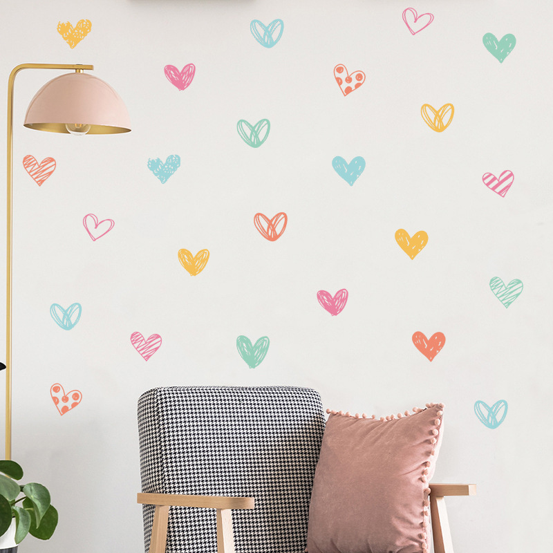 New Colorful Heart Wall Sticke - Baby Nursery Wallpaper Girl 评论和价格
