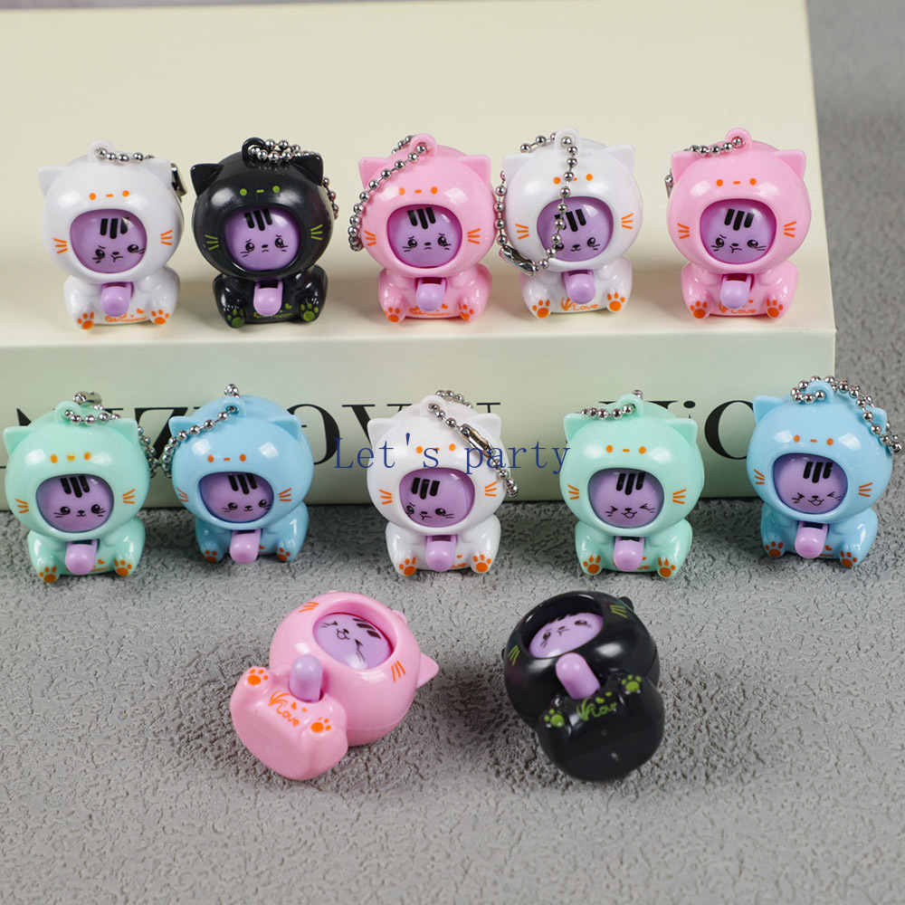 10Pcs Cartoon Mini Cat Face Ch - Baby Nursery Dolls 评论和价格