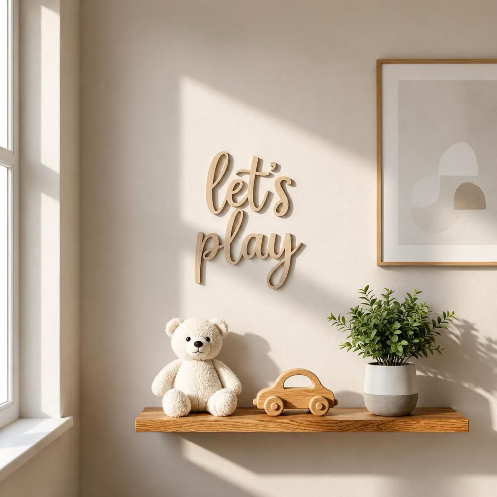 Let's Play Wooden Wall Sign, P - Baby Nursery Toy 评论和价格
